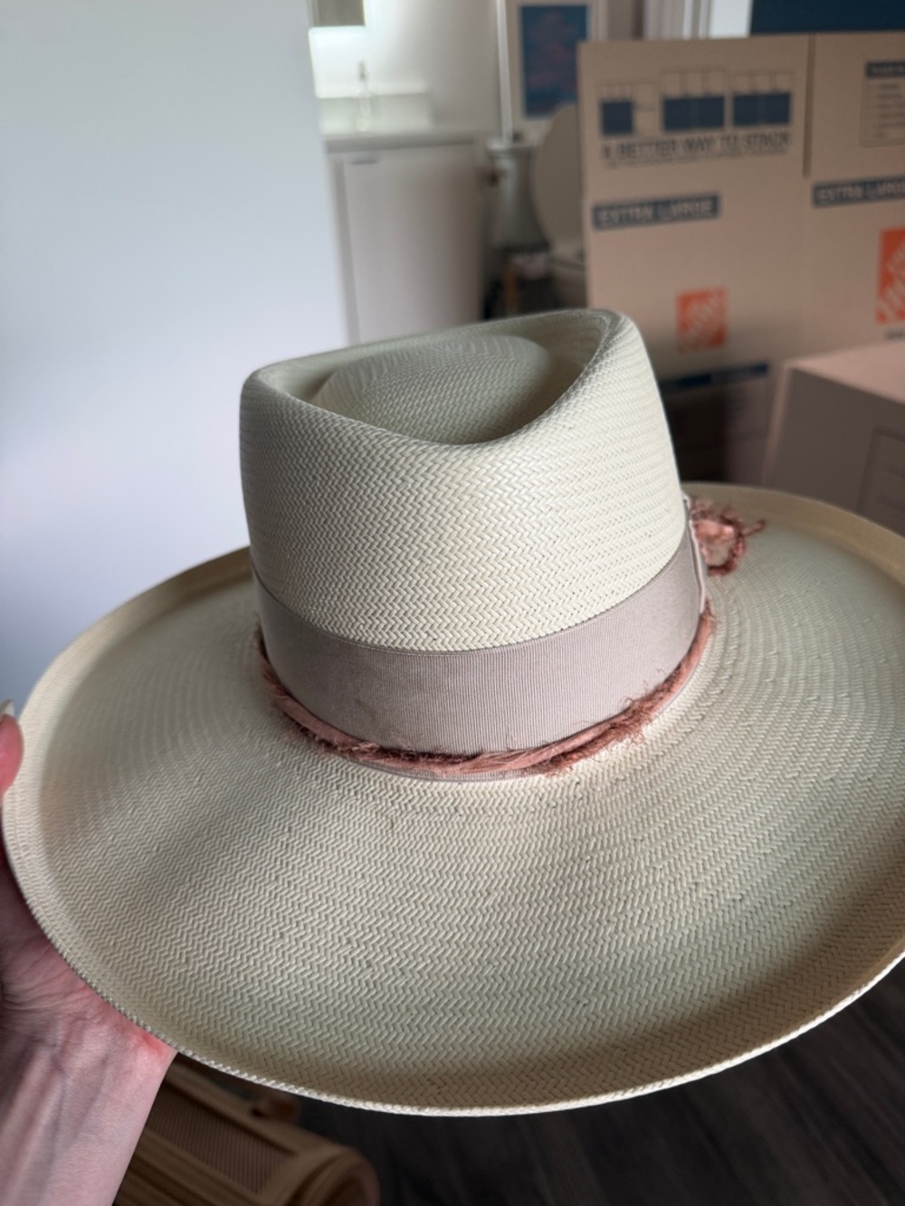 Stetson Cream Straw Fedora with Dark Brown Trim